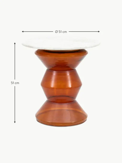 Runder Beistelltisch Turin aus Glas und Marmor, mundgeblasen