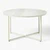 Runder Couchtisch Antigua mit Glasplatte in Travertin-Optik