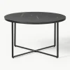 Runder Couchtisch Antigua mit Glasplatte in Marmor-Optik