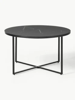 Runder Couchtisch Antigua mit Glasplatte in Marmor-Optik
