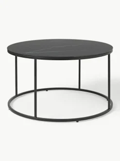 Runder Couchtisch Antigua mit Glasplatte in Marmor-Optik