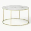 Runder Couchtisch Antigua mit Glasplatte in Marmor-Optik