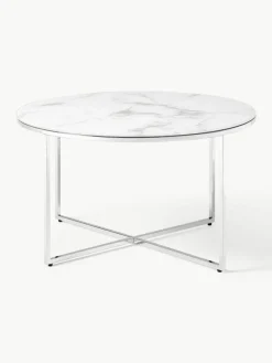 Runder Couchtisch Antigua mit Glasplatte in Marmor-Optik