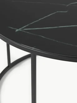 Runder Couchtisch Antigua mit Glasplatte in Marmor-Optik