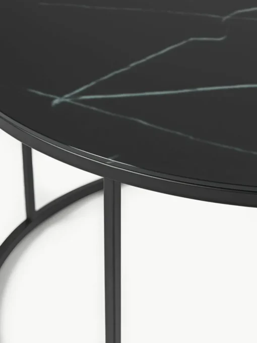 Runder Couchtisch Antigua mit Glasplatte in Marmor-Optik