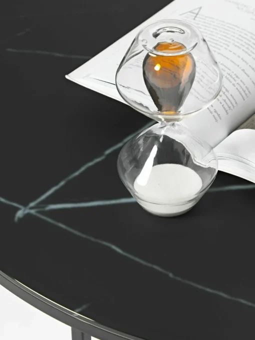Runder Couchtisch Antigua mit Glasplatte in Marmor-Optik