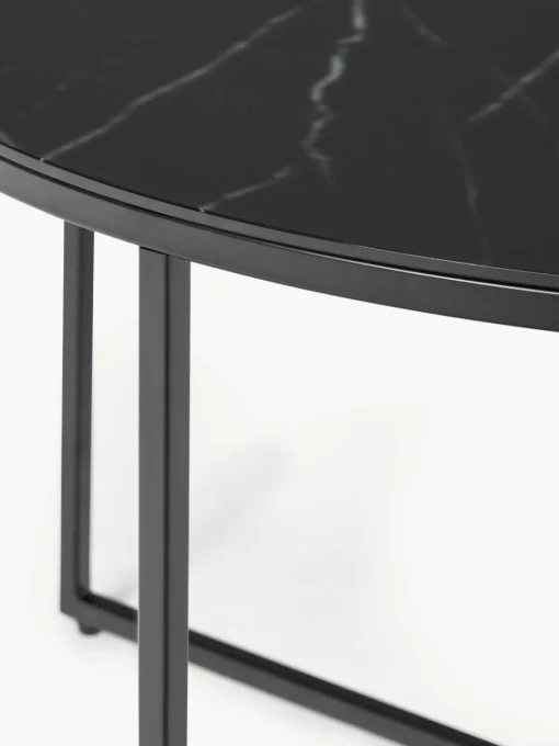 Runder Couchtisch Antigua mit Glasplatte in Marmor-Optik