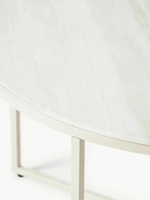 Runder Couchtisch Antigua mit Glasplatte in Travertin-Optik