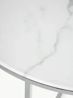 Runder Couchtisch Antigua mit Glasplatte in Marmor-Optik