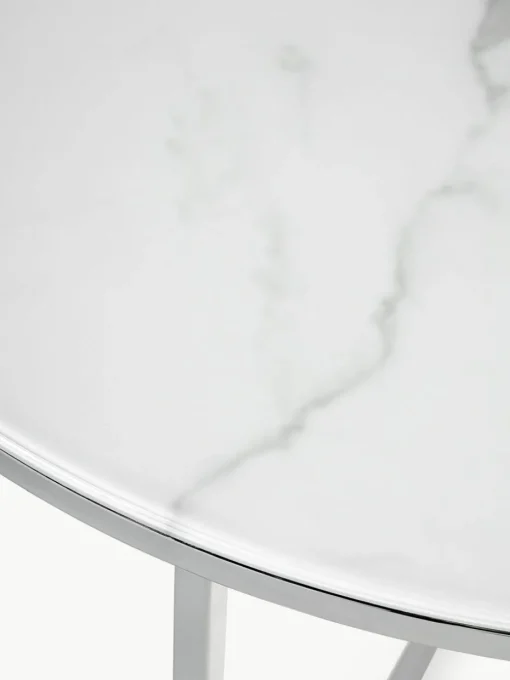 Runder Couchtisch Antigua mit Glasplatte in Marmor-Optik