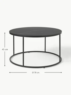 Runder Couchtisch Antigua mit Glasplatte in Marmor-Optik