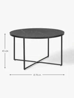 Runder Couchtisch Antigua mit Glasplatte in Marmor-Optik
