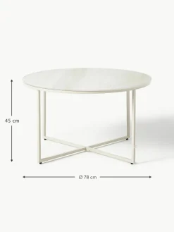 Runder Couchtisch Antigua mit Glasplatte in Travertin-Optik