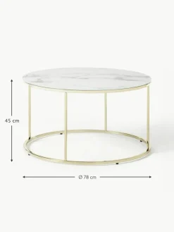 Runder Couchtisch Antigua mit Glasplatte in Marmor-Optik