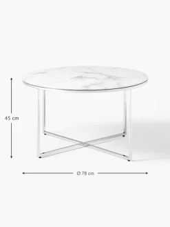 Runder Couchtisch Antigua mit Glasplatte in Marmor-Optik