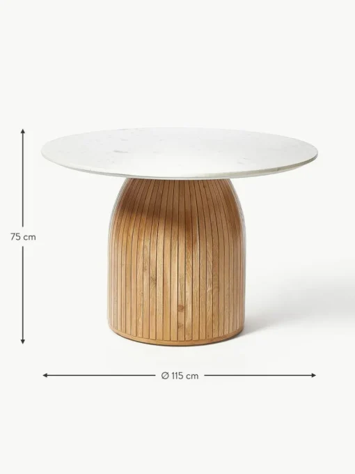 Runder Esstisch Nelly mit Marmor-Tischplatte, Ø 115 cm