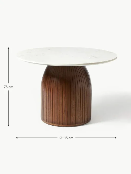 Runder Esstisch Nelly mit Marmor-Tischplatte, Ø 115 cm