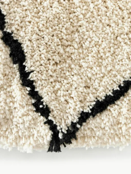 Runder flauschiger Hochflor-Teppich Naima, handgetuftet