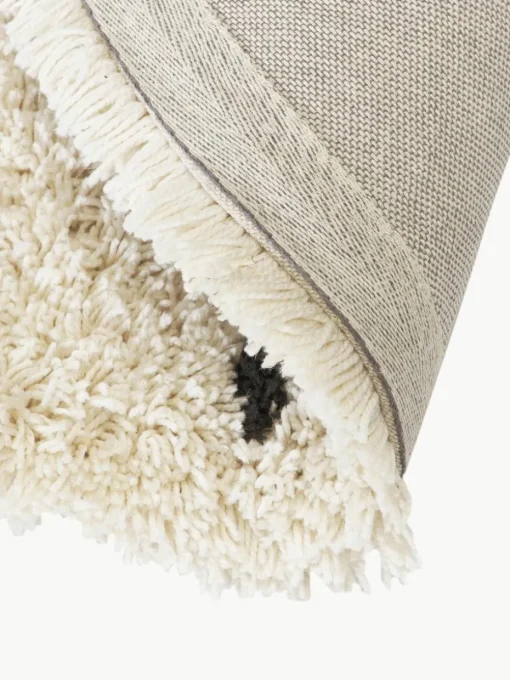 Runder flauschiger Hochflor-Teppich Ayana, gepunktet