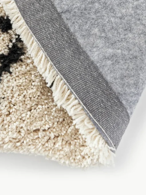 Runder flauschiger Hochflor-Teppich Naima, handgetuftet