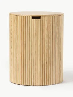 Runder Holz-Beistelltisch Nele mit Stauraum