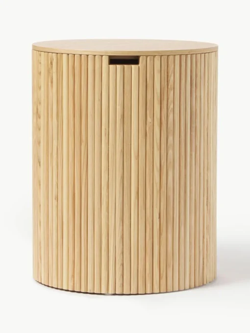 Runder Holz-Beistelltisch Nele mit Stauraum