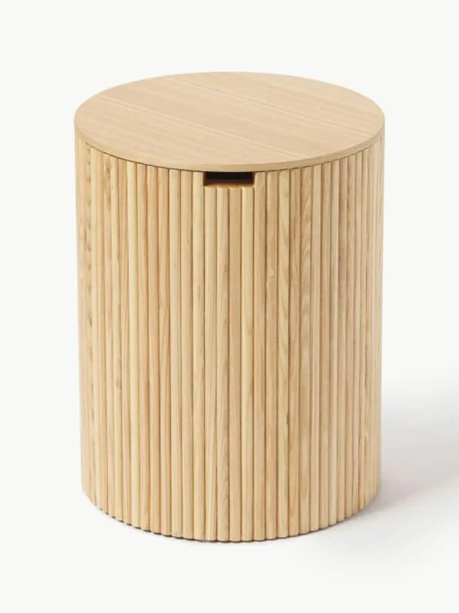 Runder Holz-Beistelltisch Nele mit Stauraum