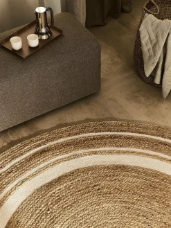 Runder Jute-Teppich Clover, handgefertigt