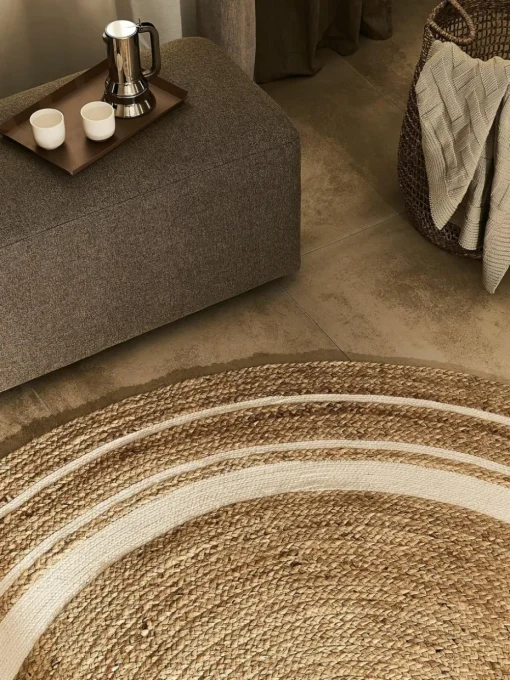Runder Jute-Teppich Clover, handgefertigt