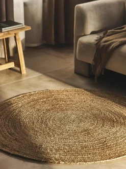 Runder Jute-Teppich Sharmila, handgefertigt