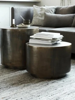 Runder Metall-Beistelltisch Rota mit Antik-Finish