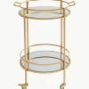 Runder Servierwagen Emilia mit Spiegelglasplatten