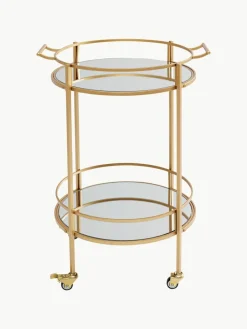 Runder Servierwagen Emilia mit Spiegelglasplatten