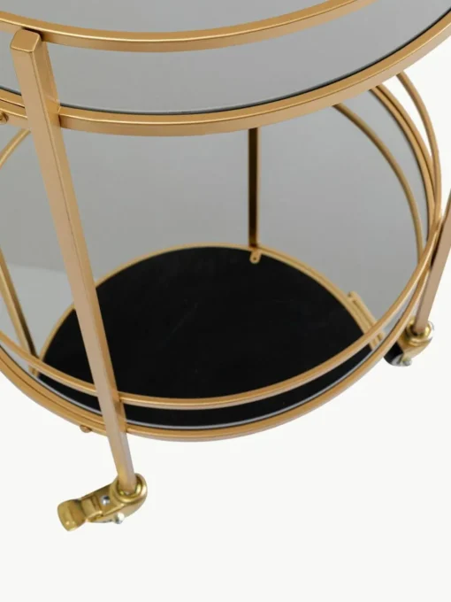 Runder Servierwagen Emilia mit Spiegelglasplatten