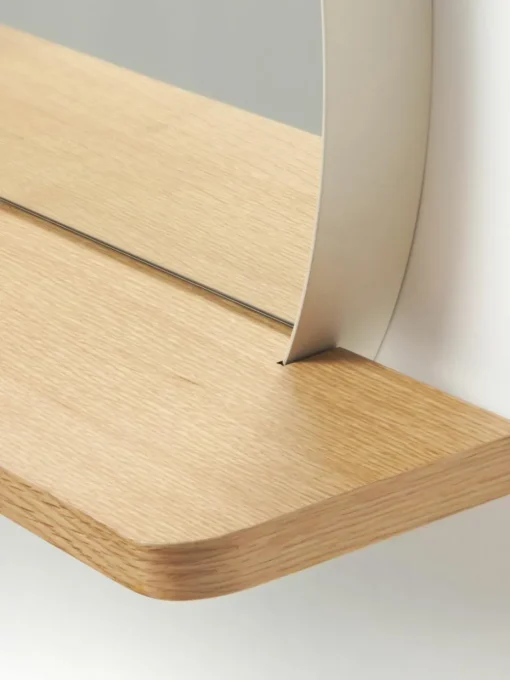 Runder Wandspiegel Kenny mit Holz-Ablage