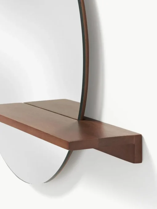 Runder Wandspiegel Sandro mit Ablage aus Holz