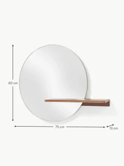 Runder Wandspiegel Sandro mit Ablage aus Holz