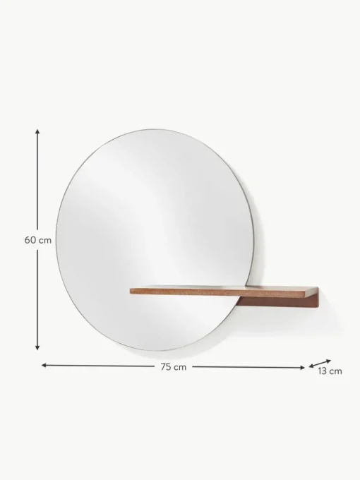 Runder Wandspiegel Sandro mit Ablage aus Holz