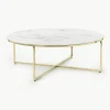 Runder XL-Couchtisch Antigua mit Glasplatte in Marmor-Optik