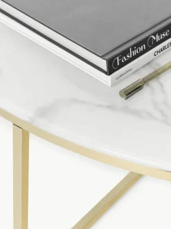 Runder XL-Couchtisch Antigua mit Glasplatte in Marmor-Optik