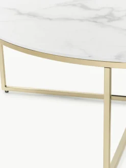 Runder XL-Couchtisch Antigua mit Glasplatte in Marmor-Optik
