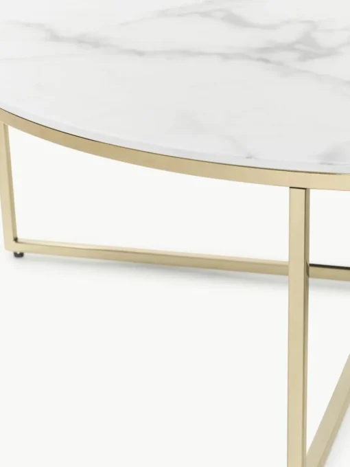 Runder XL-Couchtisch Antigua mit Glasplatte in Marmor-Optik