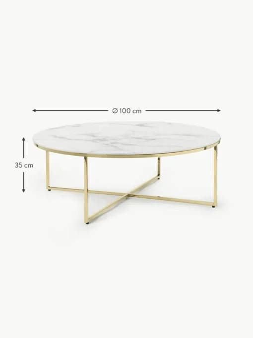 Runder XL-Couchtisch Antigua mit Glasplatte in Marmor-Optik