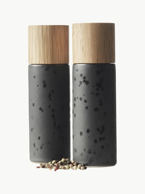 Salz- und Pfeffermühle Bizz mit Holzdeckel, 2er-Set
