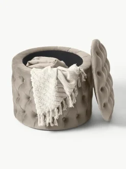 Samt-Hocker Chiara mit Stauraum