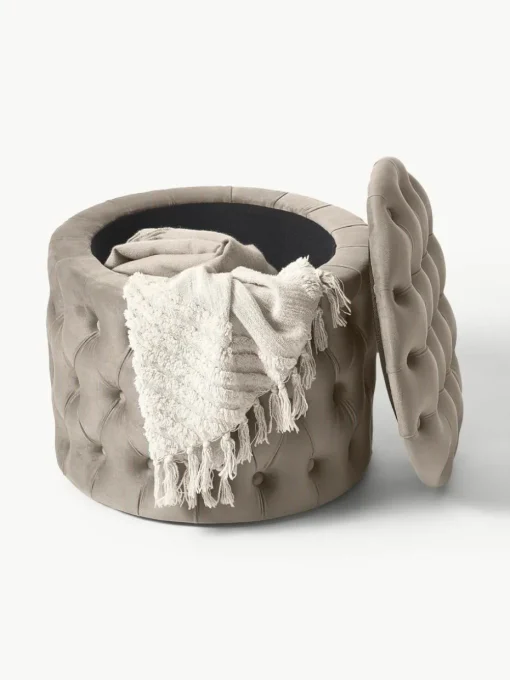 Samt-Hocker Chiara mit Stauraum
