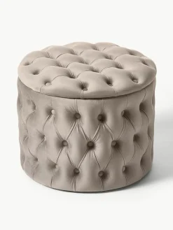 Samt-Hocker Chiara mit Stauraum