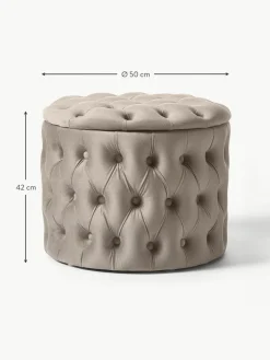 Samt-Hocker Chiara mit Stauraum