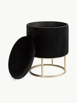 Samt-Hocker Polina mit Stauraum