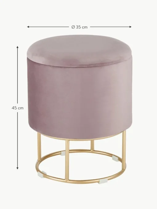 Samt-Hocker Polina mit Stauraum